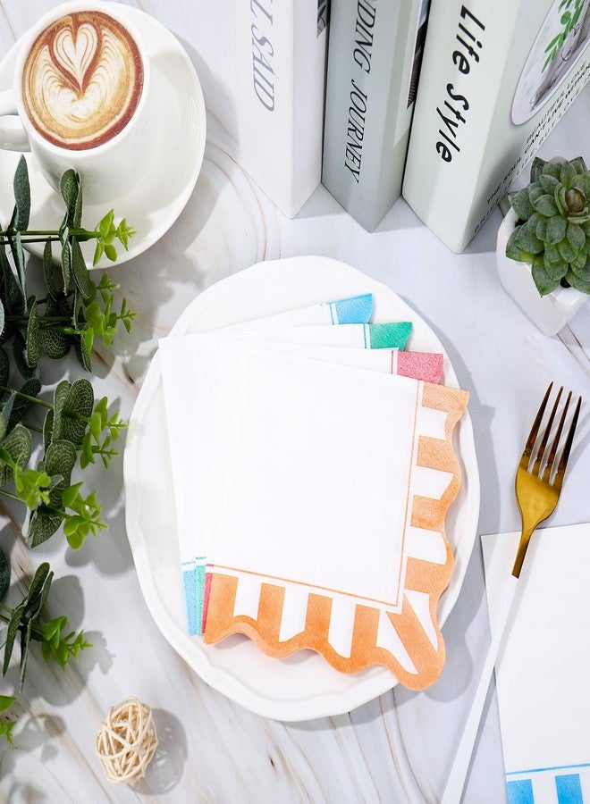 JarThenaAMCS مناديل ورقية مخططة ومزخرفة من JarThenaAMCS، 100 قطعة، مناسبة لحفلات رأس السنة، مناديل كوكتيل بألوان الباستيل، مناشف يد للاستخدام مرة واحدة، مثالية لحفلات الصيف، حفلات الزفاف، أعياد الميلاد، وتزيين الطاولات. - Image 4